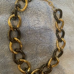 Gold and dark steal grey chain necklace